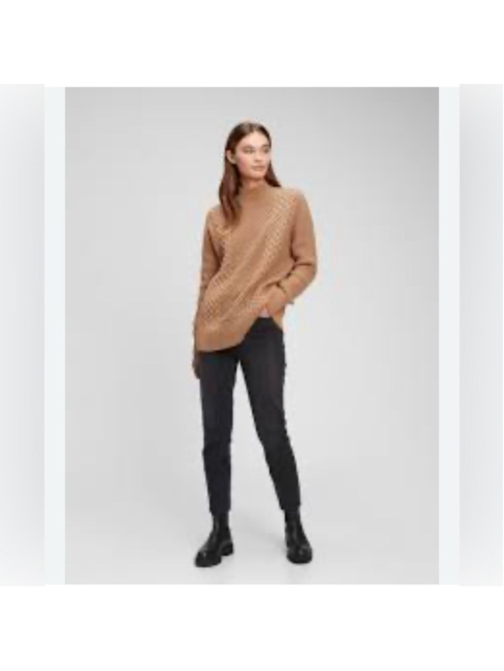 Gap Cable Knit Mockneck Sweater Classic Camel size large petite